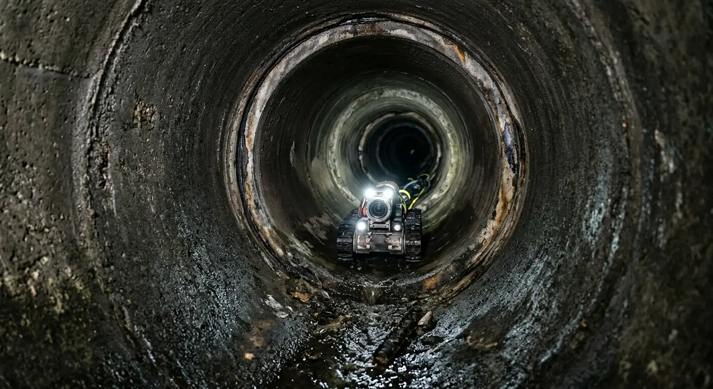 Robotic sewer camera inspecting pipe interior for Sewer Line Cleaning in Upper Pottsgrove